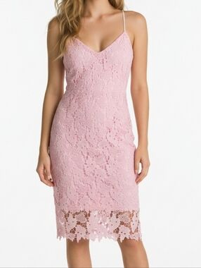 Eilly Bazar Pink Guipure Lace Cami Bodycon Dress Size L NWOT